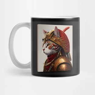 Samurai Cat Portrait Wearing Armor Mug